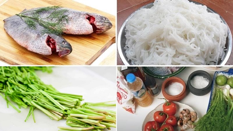 Các loại nguyên liệu cần có để nấu bún cá rô đồng
