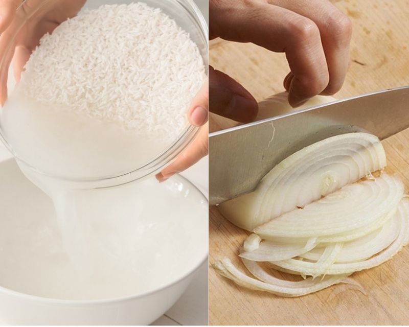 Vo sạch gạo nếp và gạo tẻ với 2 lần nước, vo nhẹ để tránh làm mất chất dinh dưỡng ở gạo rồi để cho gạo ráo nước