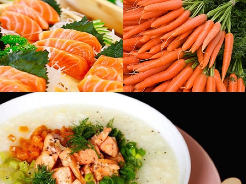 Cháo cá hồi cà rốt đem đến rất nhiều dưỡng chất, đặc biệt là Omega 3 và vitamin A
