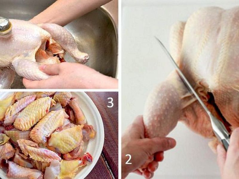 sơ chế gà sạch là bước quan trọng trong cách nấu cháo gà chặt miếng 