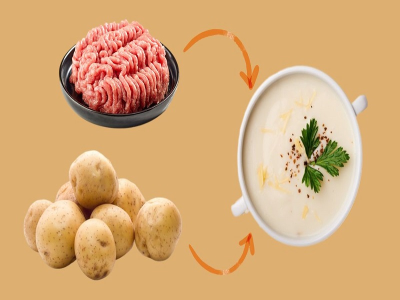 Cách nấu cháo khoai tây thịt bò ngon xoắn lưỡi