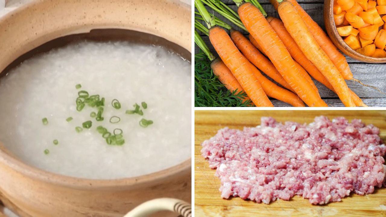 Nấu cùng cà rốt là 1 trong 5 cách nấu cháo thịt lợn cho bé 7 tháng vô cùng đơn giản và quen thuộc
