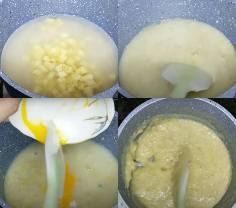 Các bước nấu cháo khoai lang, yến mạch và trứng gà giảm cân