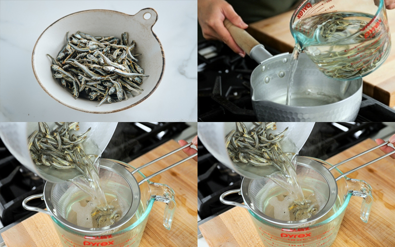 Cách nấu nước dashi cho bé 8 tháng với cá cơm chỉ với vài bước giản