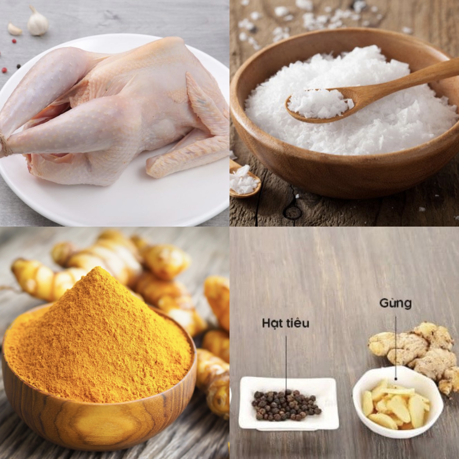 Nguyên liệu cho cách làm gà luộc muối
