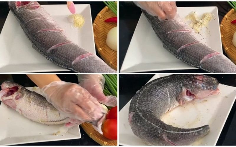 Cách làm món gỏi cuốn cá hấp - ướp cá