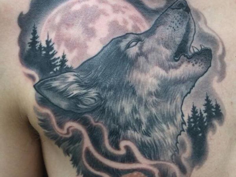 Mẫu tattoo chó sói 3D thể hiện sự mạnh mẽ, nam tính của người đàn ông