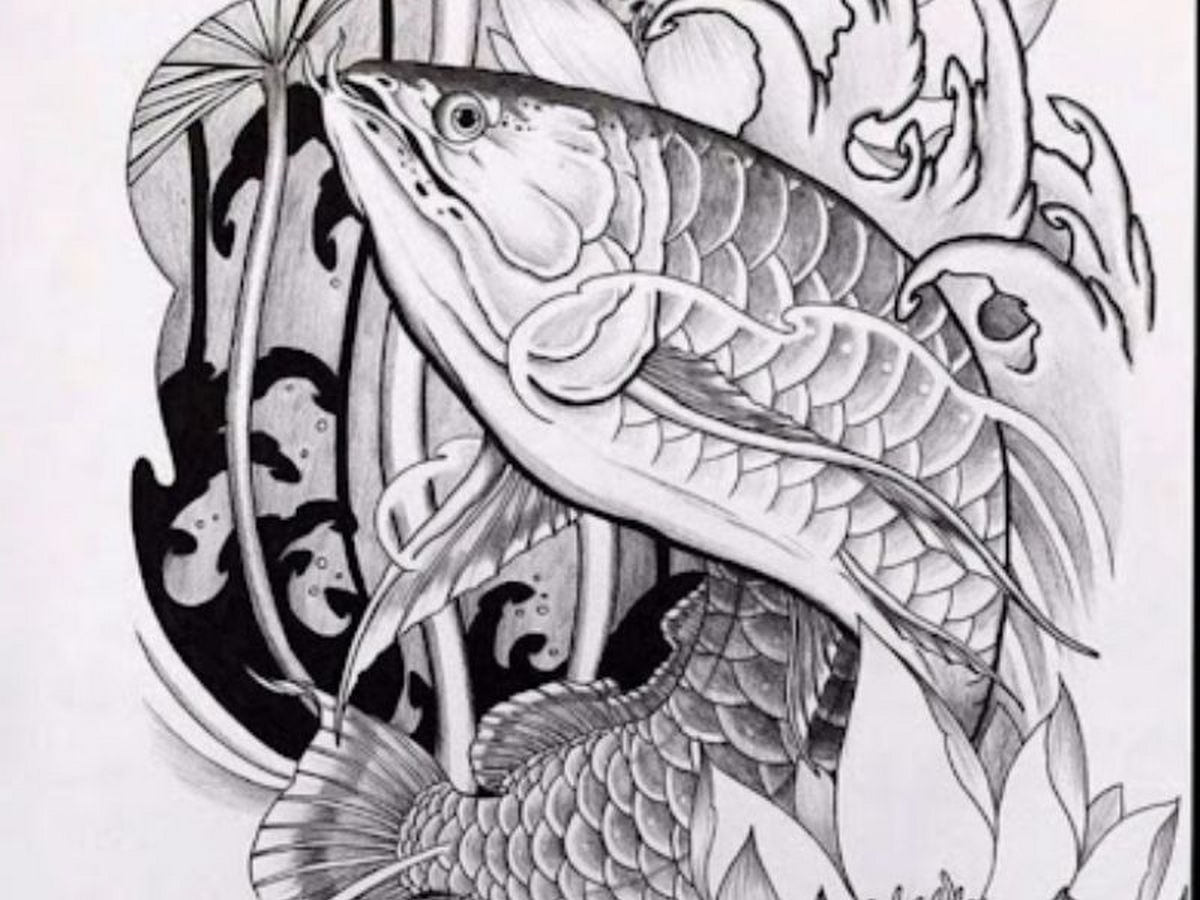 Tattoo cá rồng trắng đen thường mang tới vẻ đẹp tinh tế và cổ điển