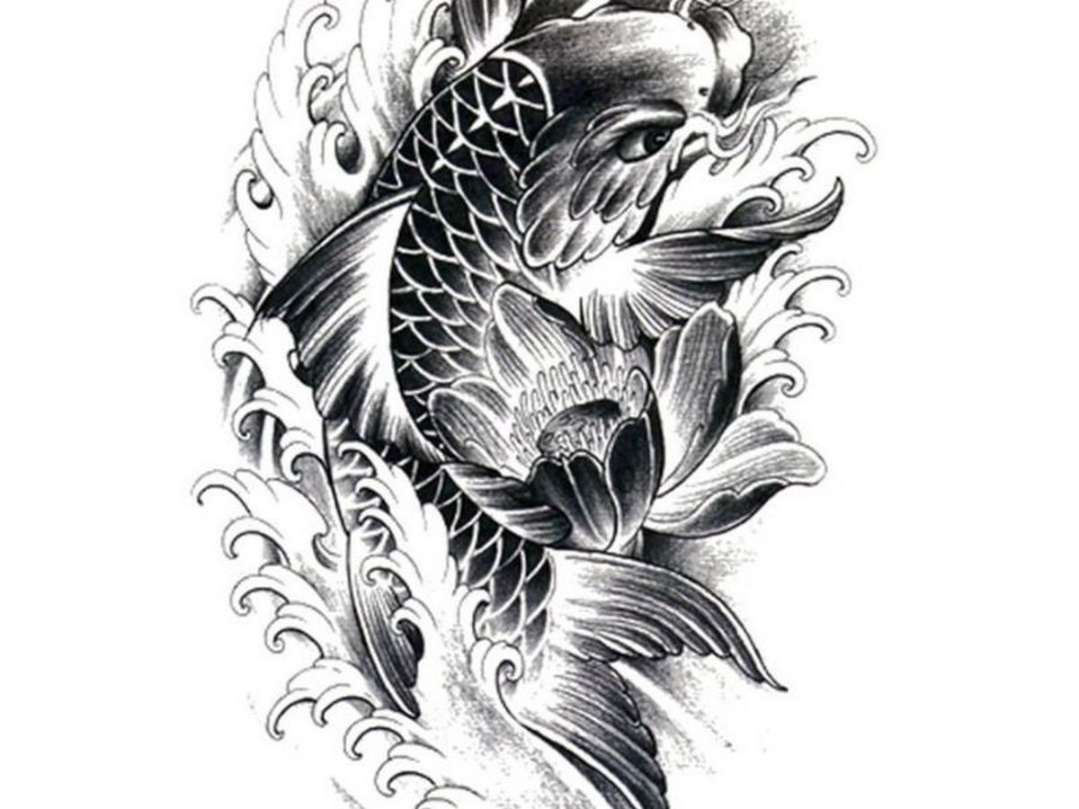 Mẫu tattoo cá rồng được thể hiện bởi nhiều chi tiết phức tạp