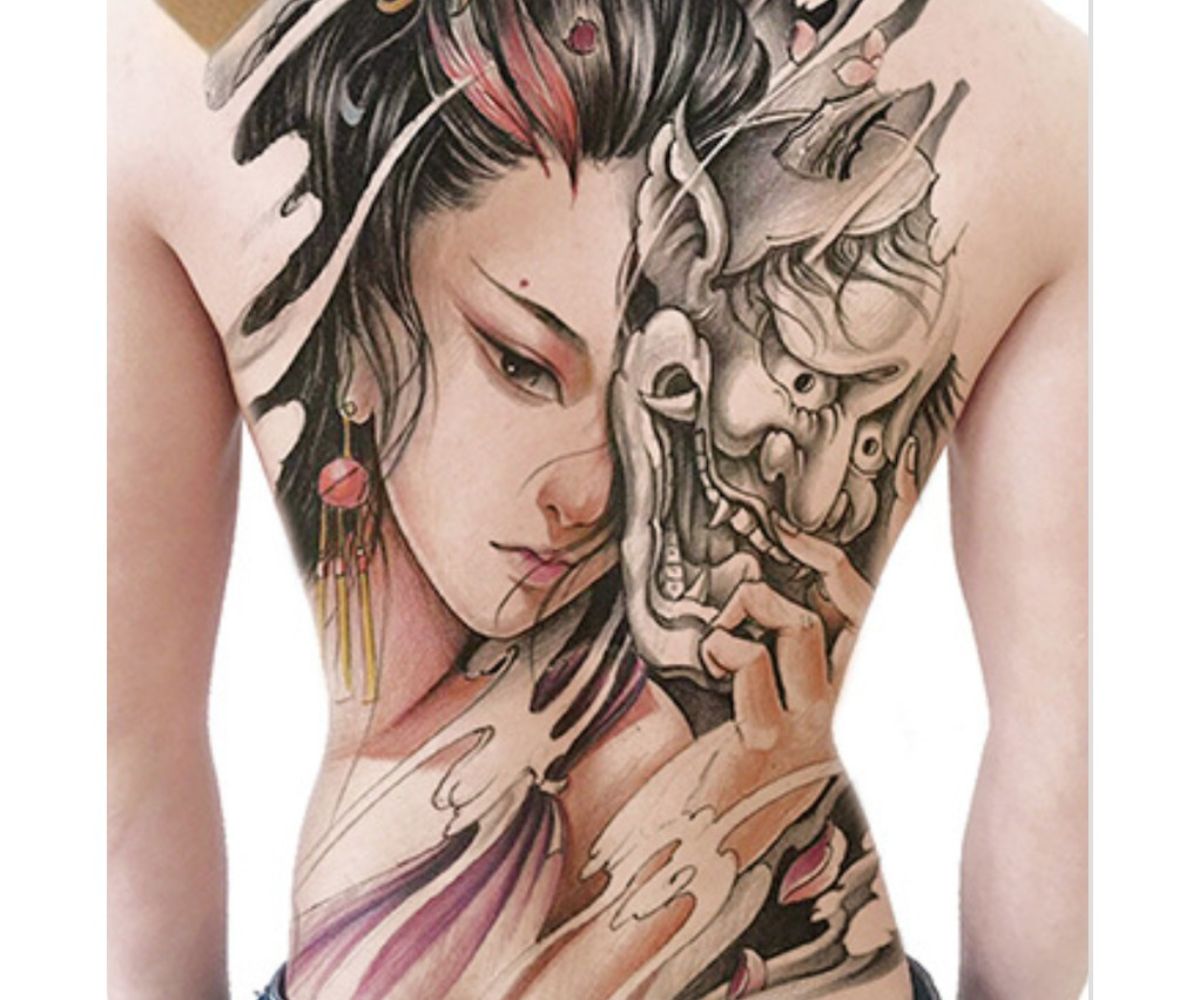 Mẫu tattoo cô gái Nhật nghệ thuật, có tính sáng tạo cao