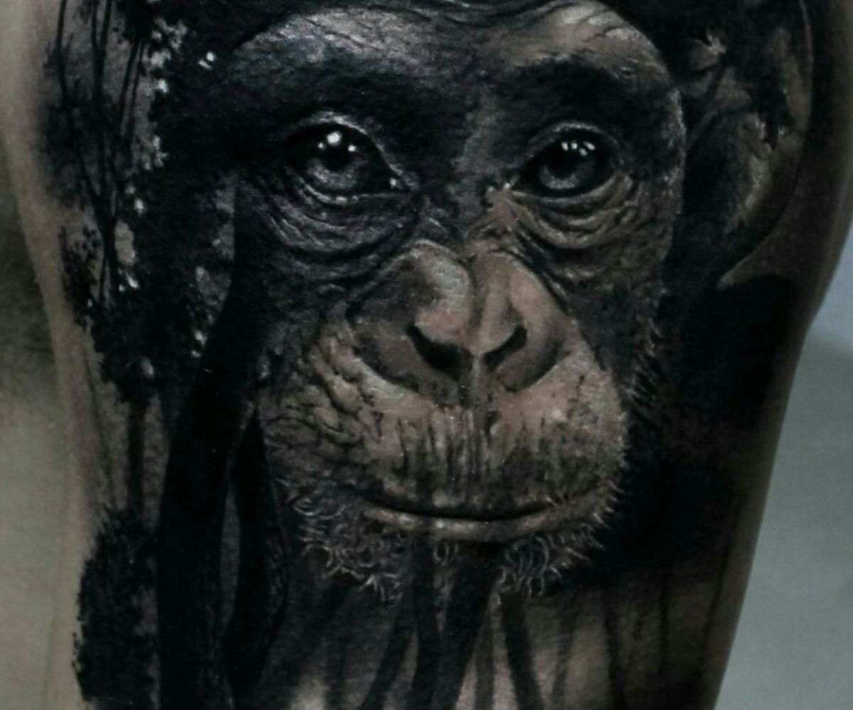 Hình xăm con khỉ 3D đầy nghệ thuật cho nam giới