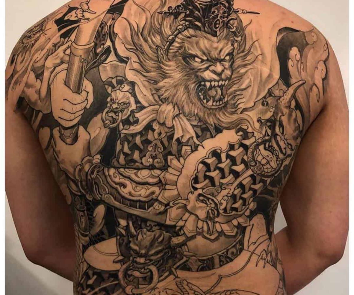 Mẫu tattoo Tôn Ngộ Không full lưng chiến nhất cho các dân chơi