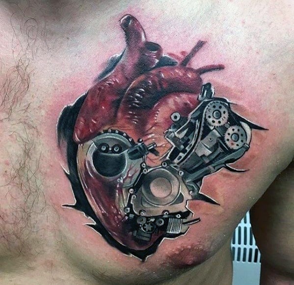 Hình xăm trái tim máy móc ý nghĩa 