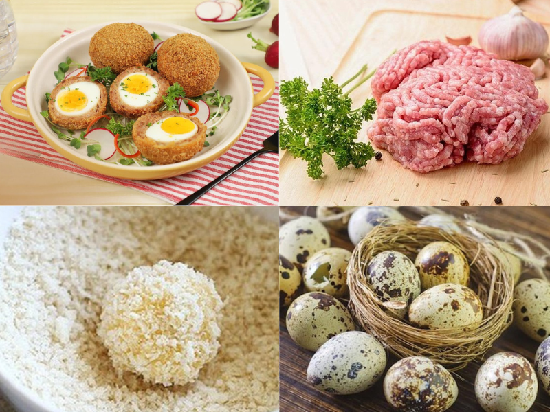 Nguyên liệu để làm món thịt bọc trứng cút chiên xù rất dễ tìm kiếm