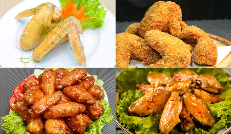 Các món ăn ngon hấp dẫn được chế biến từ cánh gà