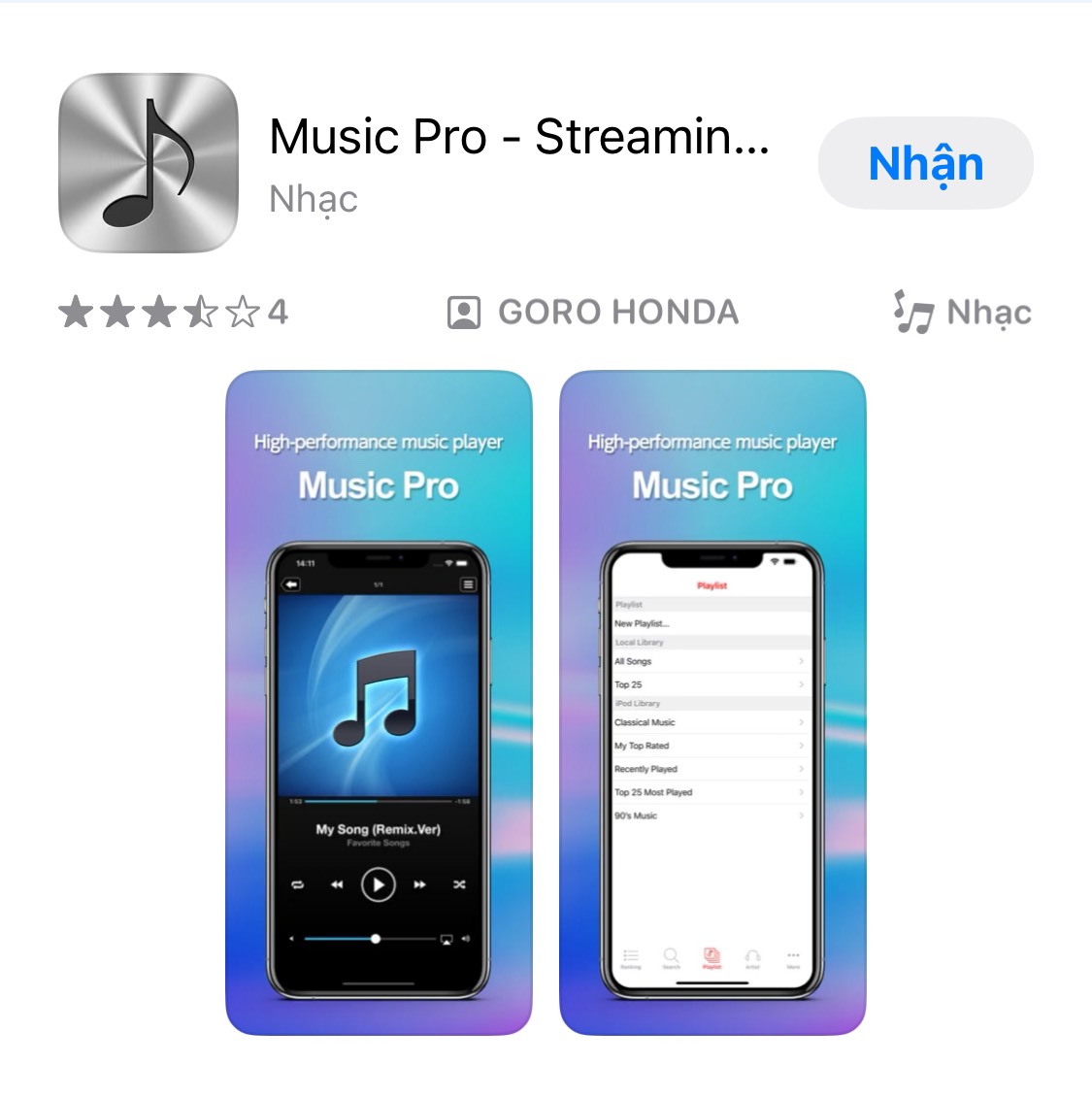 Music Pro là app nghe nhạc Youtube khi tắt màn hình iOS miễn phí