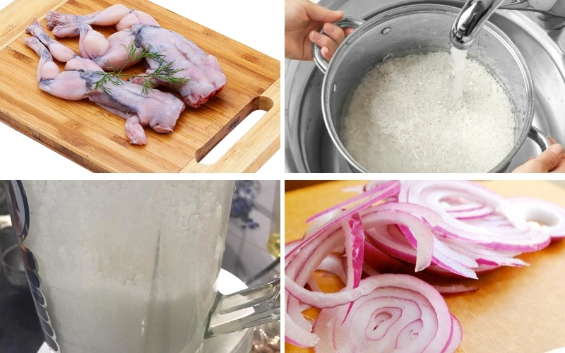 Trước khi thực hiện cách nấu cháo ếch Singapo, bạn cần chế biến kỹ nguyên liệu