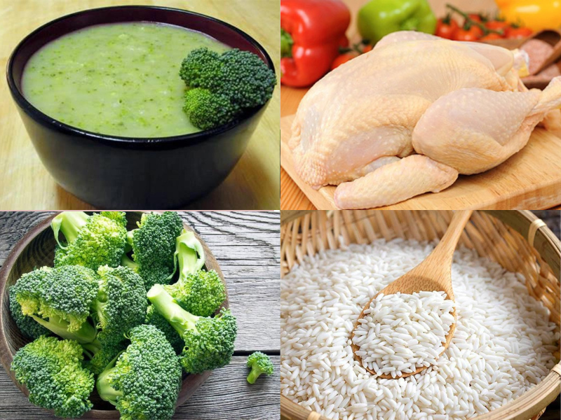 Cháu gà nấu với súp lơ xanh giúp bổ sung nhiều dinh dưỡng và chất xơ cho bé