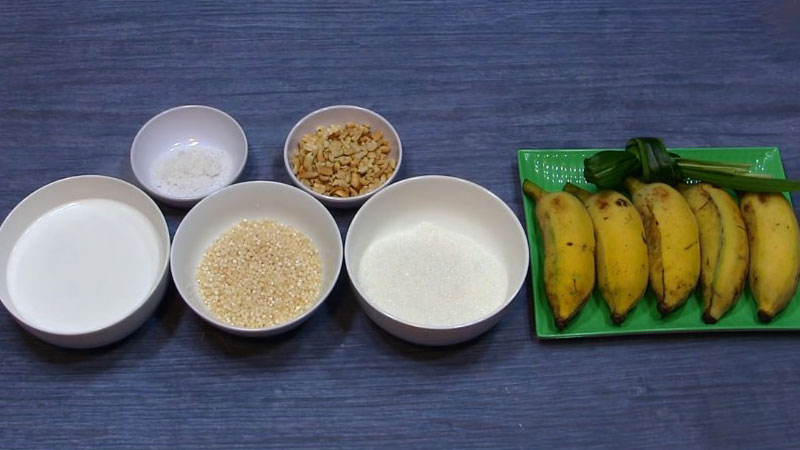 Nguyên liệu cần có cho món chè chuối bột báng nước cốt dừa
