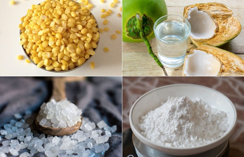​Một số nguyên liệu chính khi nấu chè đậu xanh đường phèn xay nhuyễn