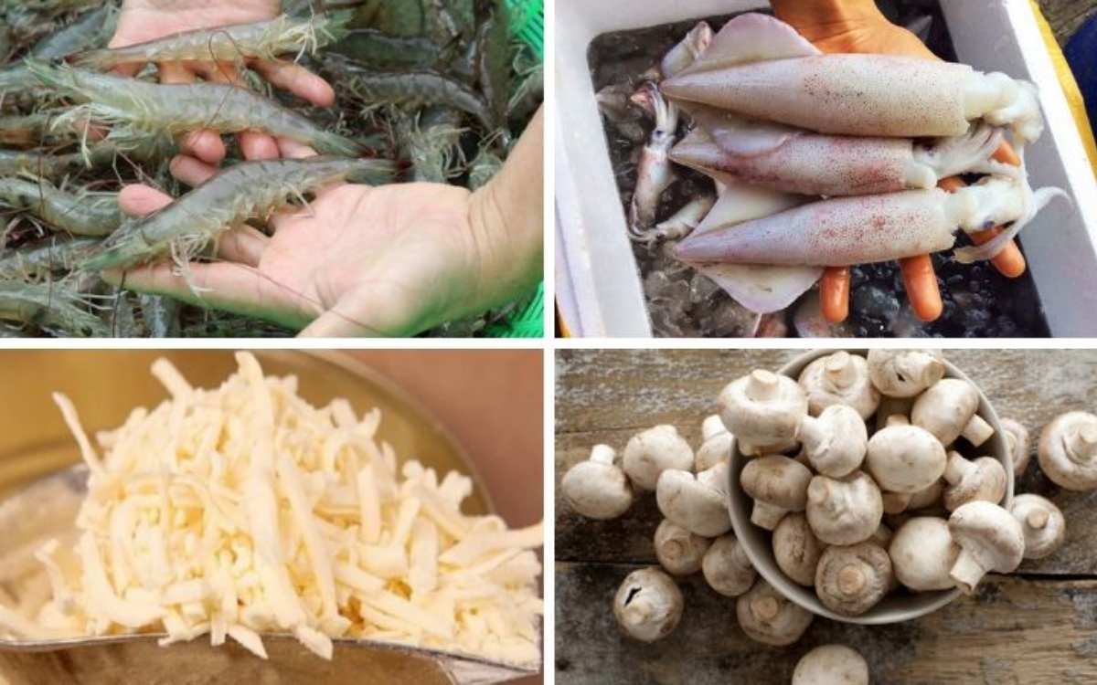 Nguyên liệu chế biến hải sản phô mai đút lò